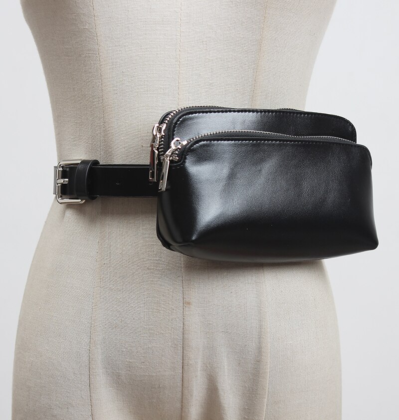 Zachte Pu Rood Camel Zwart Taille Packs Borst Tas Vrouwen Multi-Functionele Rits Dubbele Lagen Telefoon Portemonnee Portemonnee Keten messenger Bag