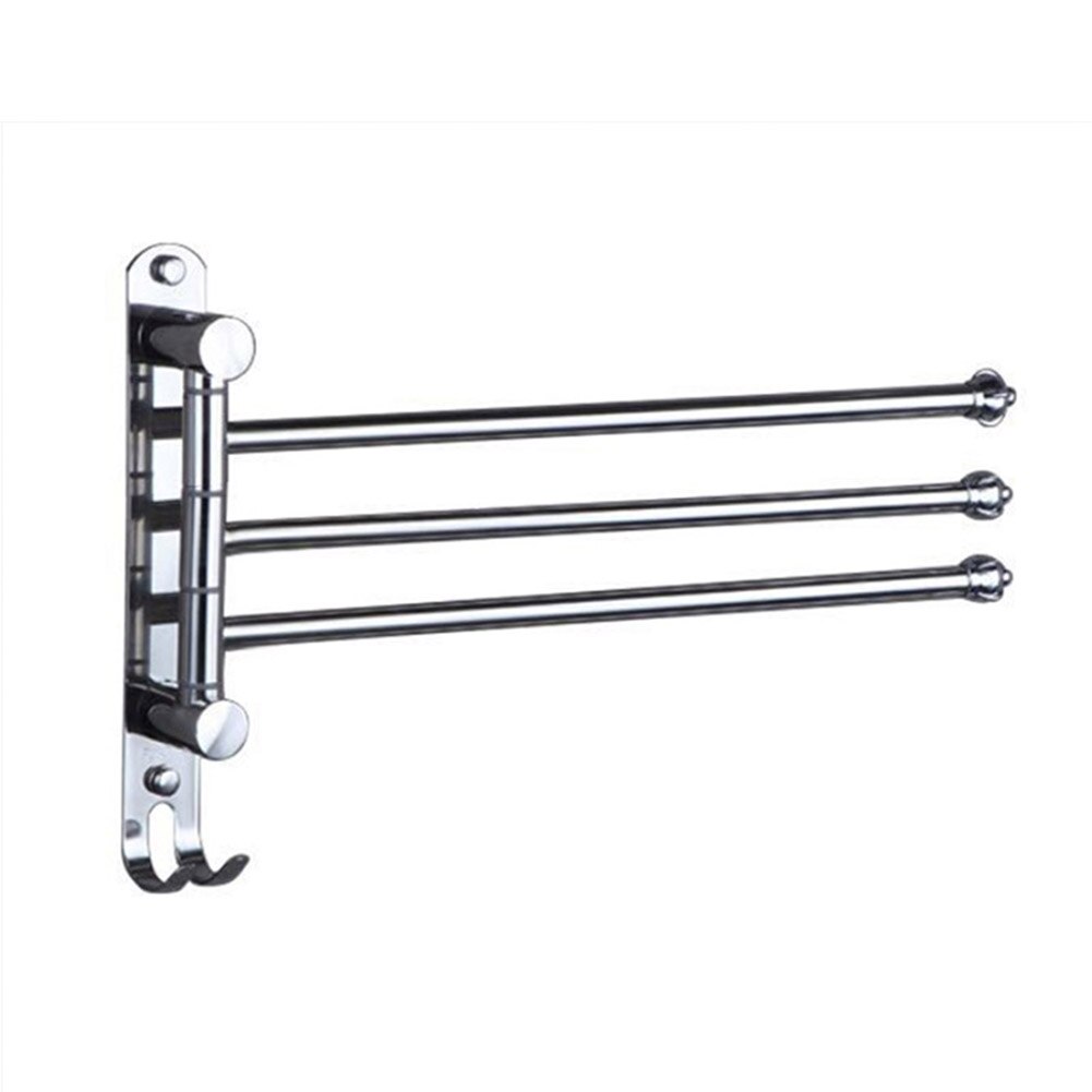 Wall Mounted Towel Rail Holder Stainless Steel Swivel Rack for Bathroom Kitchen _WK: 3 silver