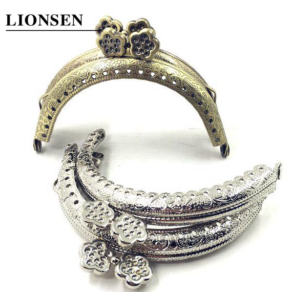 LIONSEN 8.5cm semi cirkel Pruim zilver brons Metal Purse Frame Handvat voor Clutch Bag Handtas Accessoires Maken Kus Sluiting lock