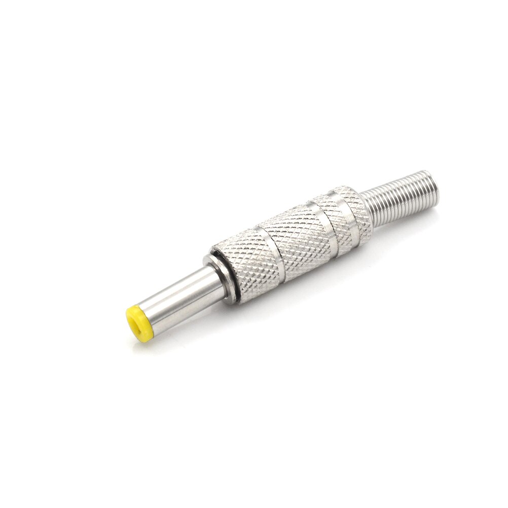 One Piece Metal DC Power Male Plug Jack Adapter Connector Plug With Yellow Head 5.5*2.1 5.5x2.1mm