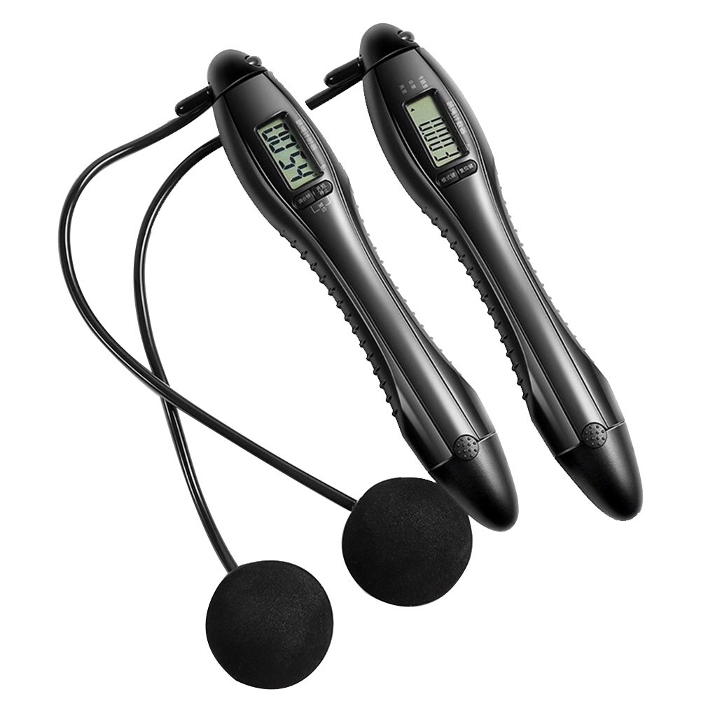 4 Modes 360 Degrees Rotation Induction Double Screen HD Display Home Gym Digital Counting Jump Rope Anti Winding ABS: Black B