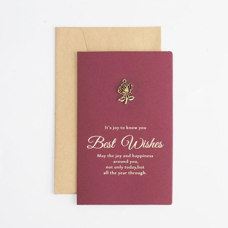Retro Metal Bronzing Greeting Card Birthday Party Blessing Card Adult Wedding Thanksgiving Message Christmas Card: B 1pcs
