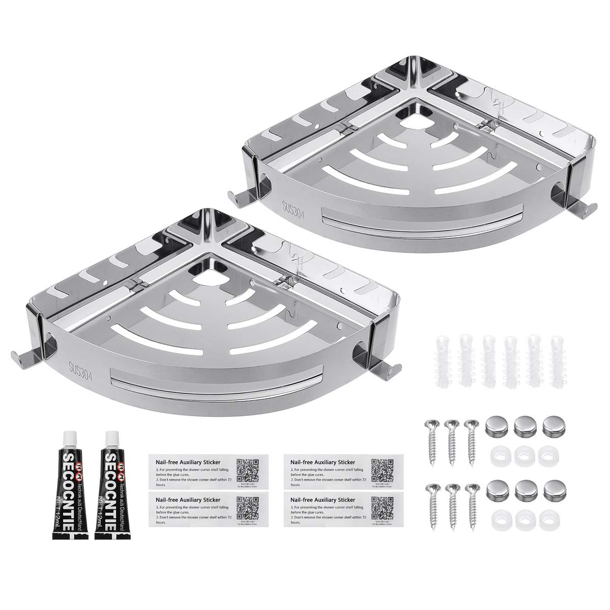 2 Layers Corner Shower Shelf Bathroom Shampoo Shower Shelf Holder Kitchen Storage Rack Punch Free Kitchen Tripod Corner Stand