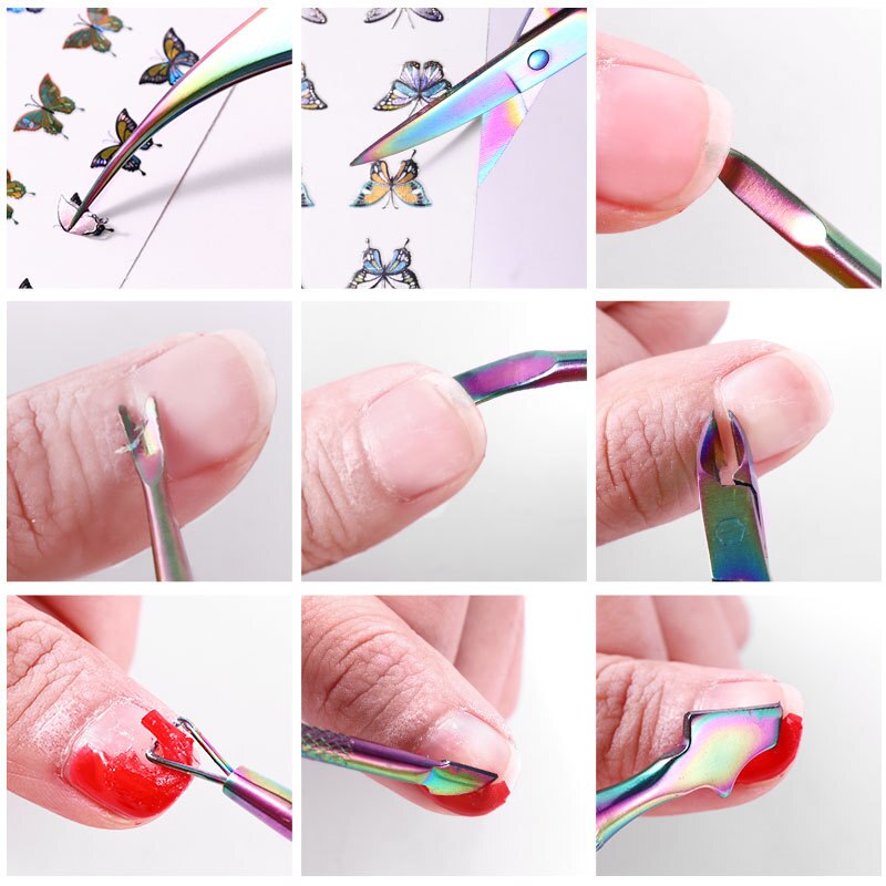 Sæt neglekunst eksfolierende værktøjer saks tang peeling push død hud neglebånd pushere gel polish fjern manicure kit skønhedspleje