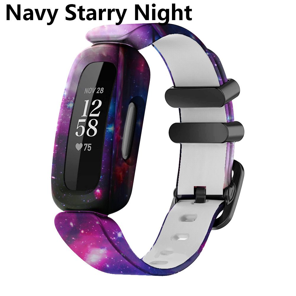 Wrist Strap Silicone Bracelet For Fitbit Ace 3/inspire 2 Smart Watch Band Bracelet Replacement Kids Wristband Watchbands: navy starry