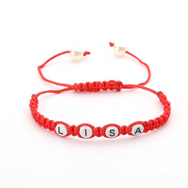brief pulseiras rot faden schnur harz perle diy armreif name handarbeit armband schmuck für frauen zubehör: Default Title