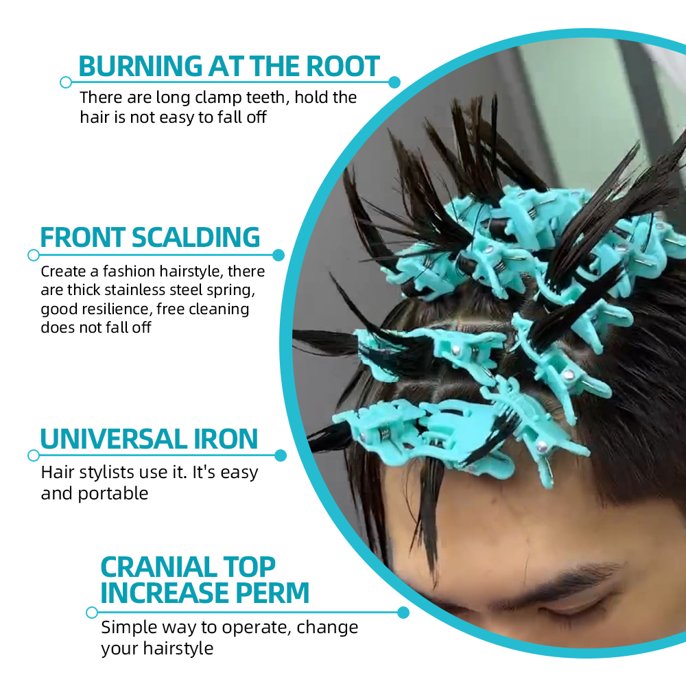 25Pcs Reusable Hair Perm Clips for Men Curl Styling Hook Loop Hair Rollers Barbershop Tools Short Hair Perming Accessory