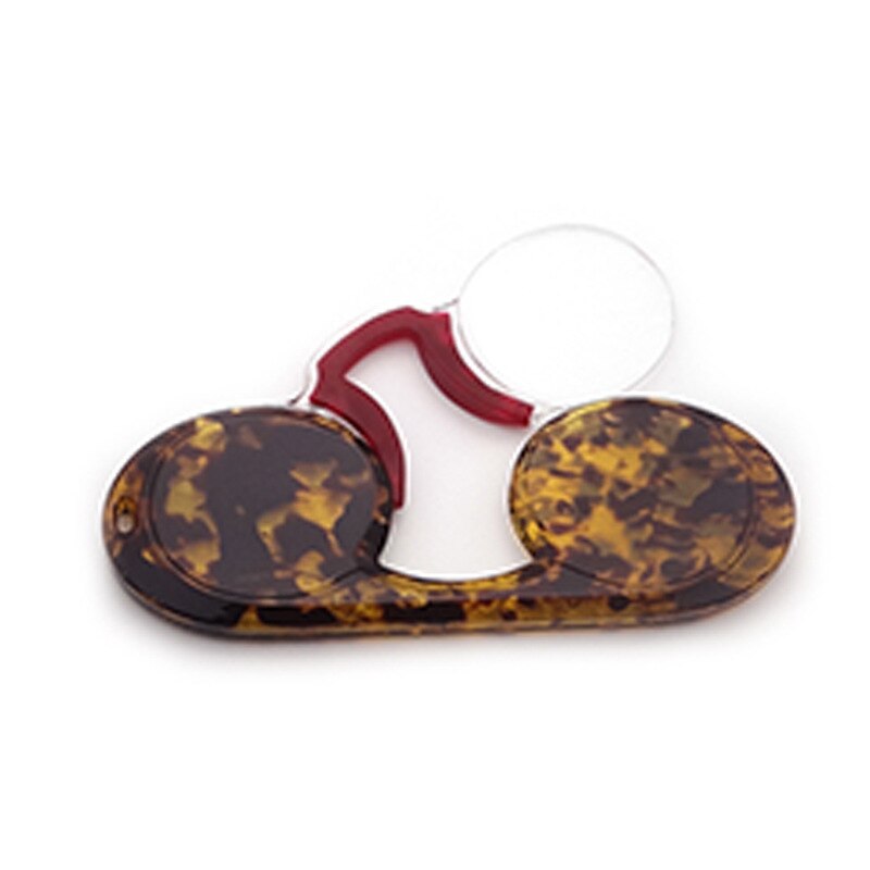 Portable Silicone Nose Clip Pocket Reading Glasses Men Women Magnifying Presbyopic Rimless Readers Spectacles Mini Keychain: +250 / Leopard