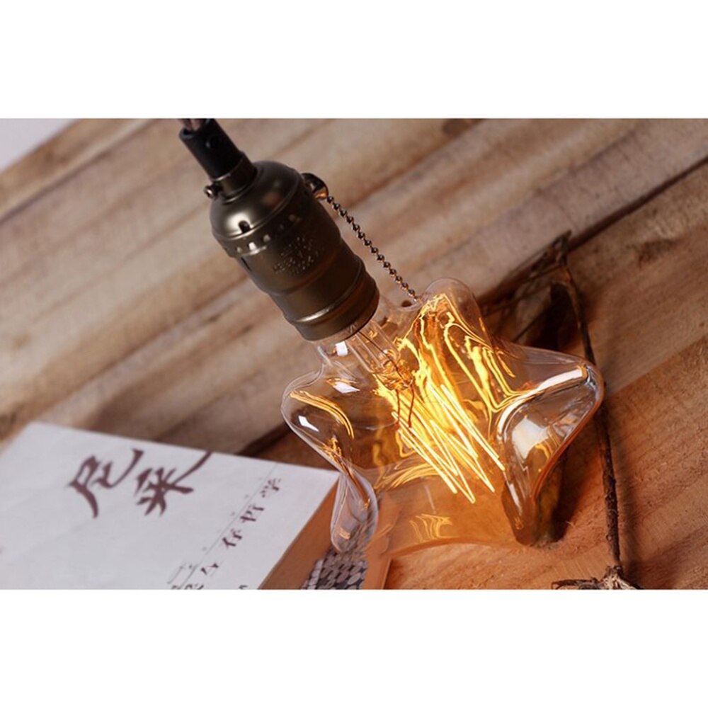 2700K Star Shaped Tungsten Filament Bulb Lights E27 Screw Base Incandescent Lamp Bulbs (No Bulb Holder Electric Wire Included)