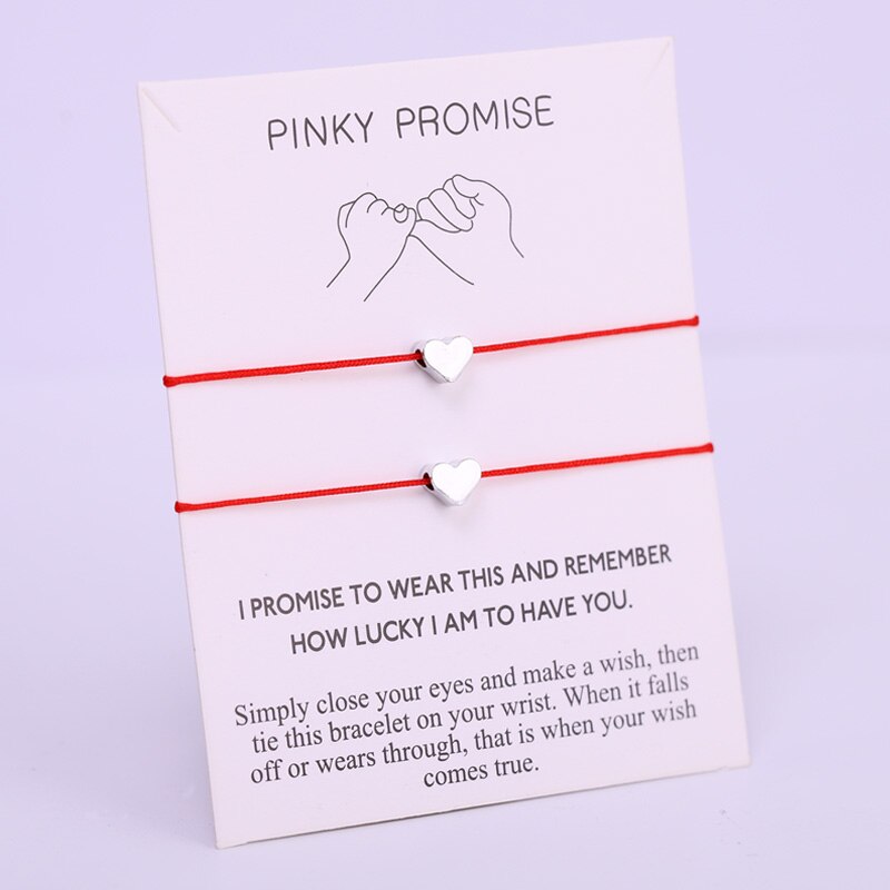 (EEN SET) Hart Pinky Promise Verstelbare Armbanden Beste Vrienden Lover Vrouwen Meisje Paar Mode-sieraden