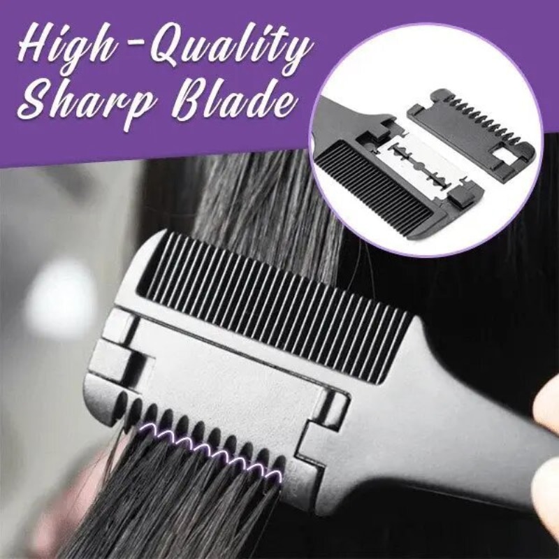 Hair Razor Comb Hair Cutting Comb Black Handle Hair Brushes with Razor Cutting Thinning Trimmer Comb Hair Salon Styling tool