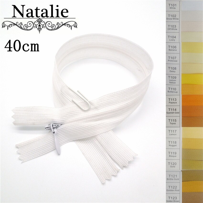 100pcs 40cm White series invisible Nylon zippers Close-end For Sewing Accessories 20 Colors Available Garment accessories DIY