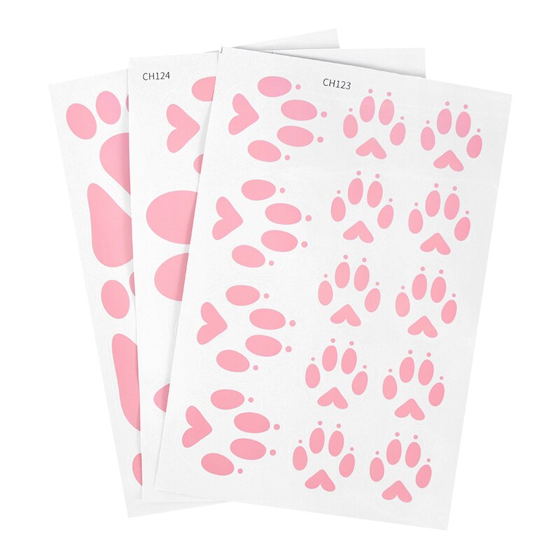 3 Sheets Cute Cartoon Rabbit Wall Stickers Decorative Pink Bunny Footprints Wall Window Decal For Easter Home Party Supplies