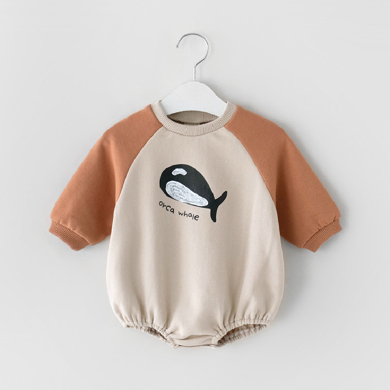0-2y babybodys für mädchen, niedlicher Overall mit Karikatur-drucken, Patchwork-Entwurf, lange ärmel, kinderkleidung, jungenoutfits: Z281z / 18m