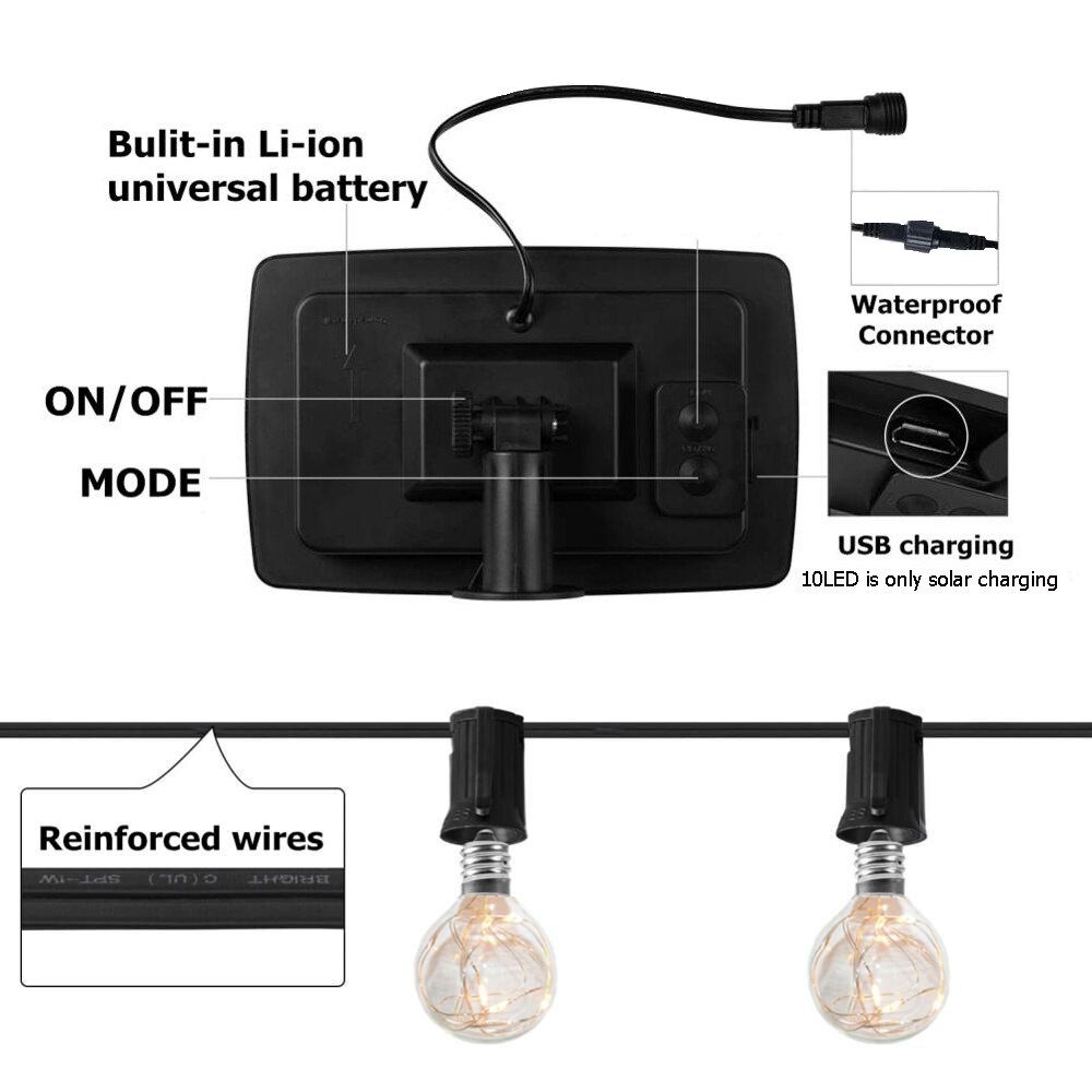 Garten Licht Straße Girlande Solar- Lampe draussen Girlande LED G40 Birne Cooper Schnur Lichter Für DéKor Jahrgang Solar- Licht Ich bin Freien