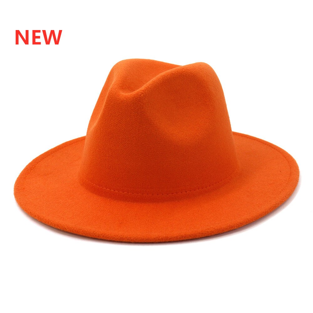 Classic British Fedora Hat Men Wome Orange Woolen Winter Felt Hats Jazz Hat: 01