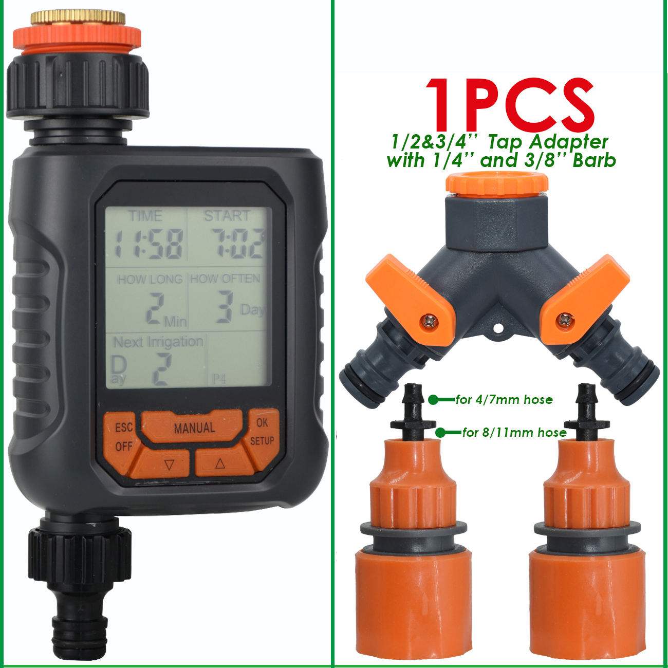 Garten Automatische Bewässerung Timer Digital Anzeige Regler Magnetventil Schlauch Wasserhahn Sprinkler System Bewässerung für Gewächshaus: Gold