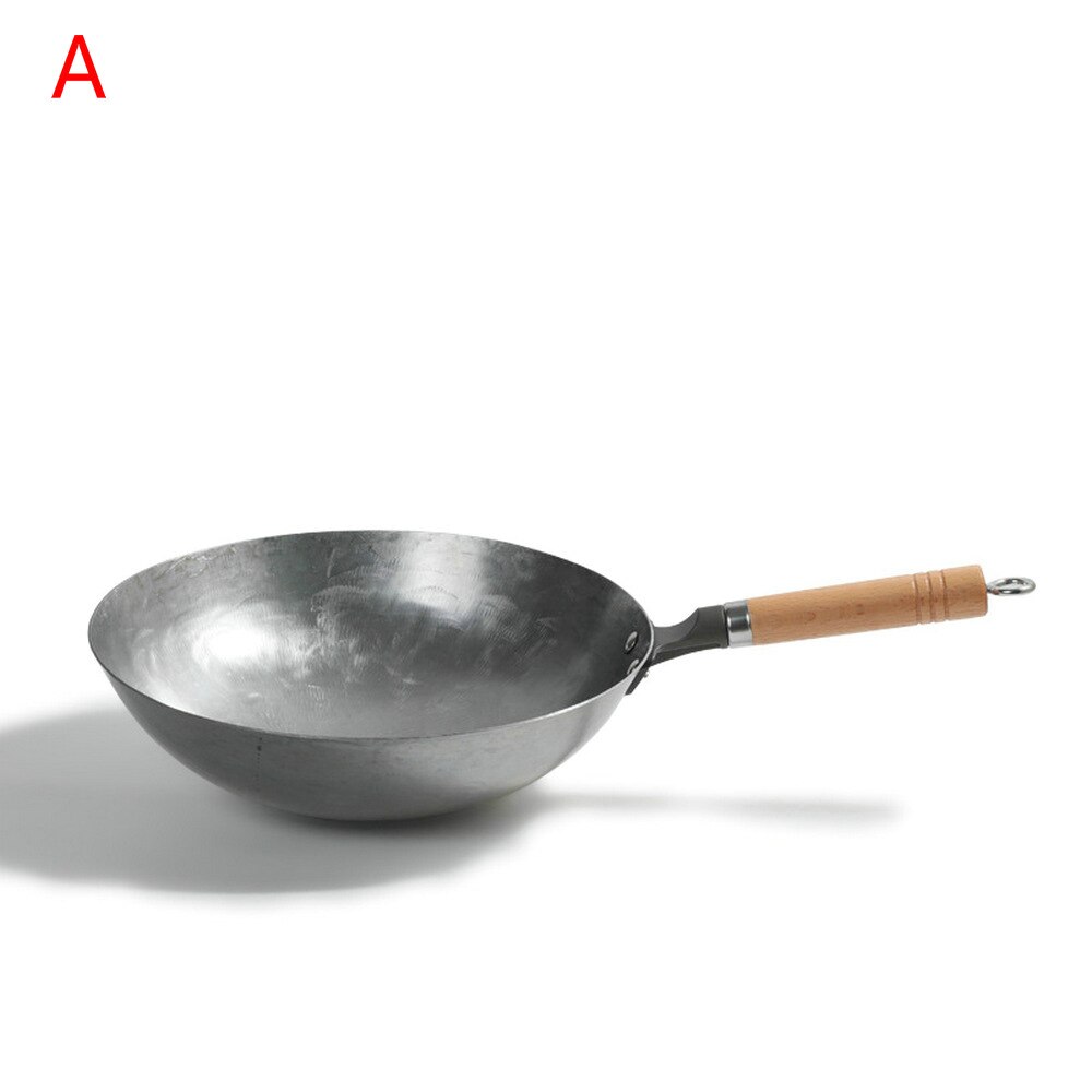 Kinesisk jern wok håndlavet jern wok nonstick pande ikke-belægning gaskomfur køkkengrej: -en / 34cm