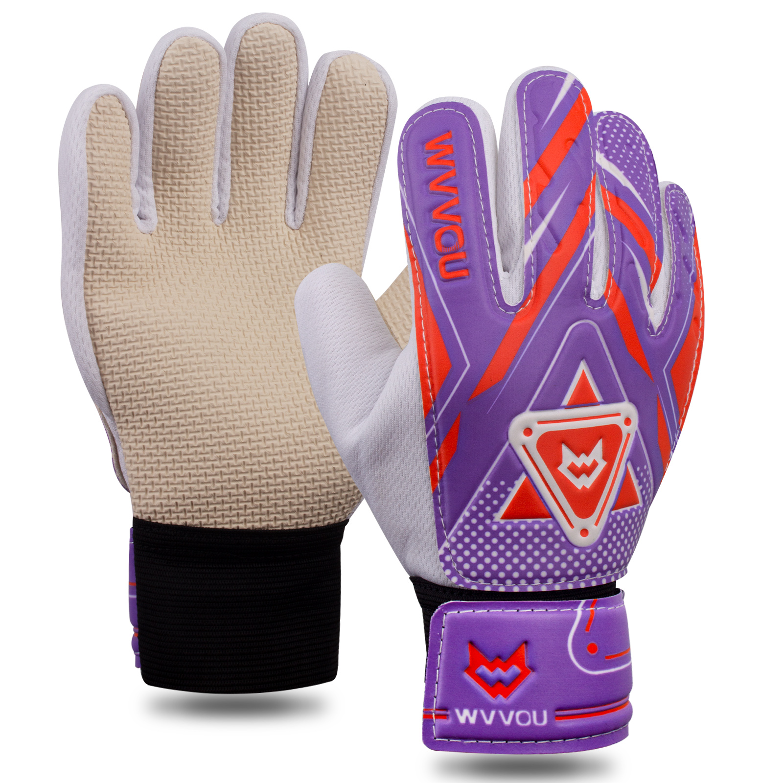 WVVOU keepershandschoenen kinderen en tieners, voetbal keepershandschoenen, voetbalhandschoenen, dubbele bescherming, draagbaarheid: WHITE / M