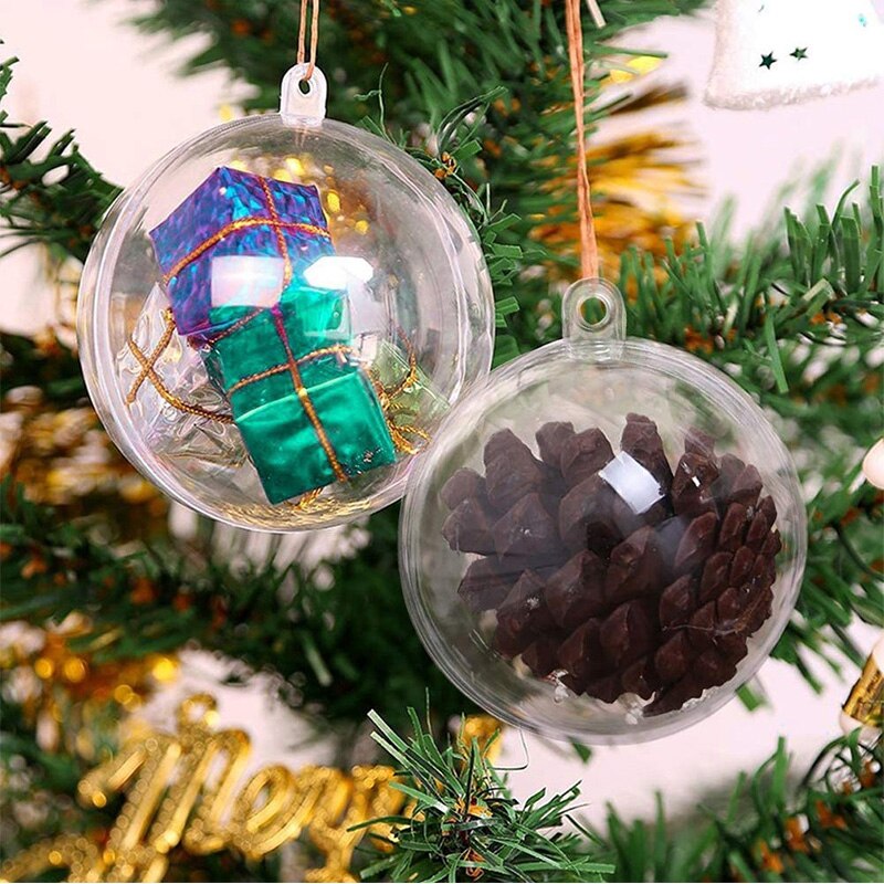 10 pièces boule transparente de noël en plastique de noël boîte de boule ouverte boule ornement fête décoration de la maison bricolage