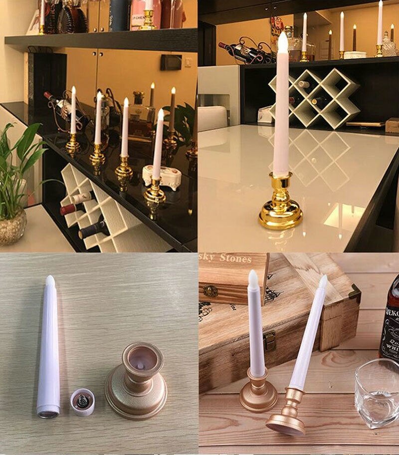 Remote controlled LED Taper Battery Operated Candle Light with Timer function Wedding Christmas Home Bar party Lighting-Amber