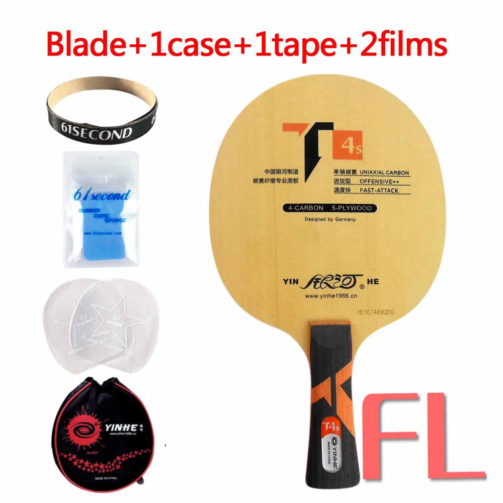 YINHE T-4 T4S Table Tennis Blade (T-4S, Hinoki Surface, 5 + 4 Carbon ) T4 Racket Ping Pong Bat Paddle: FL with YM case