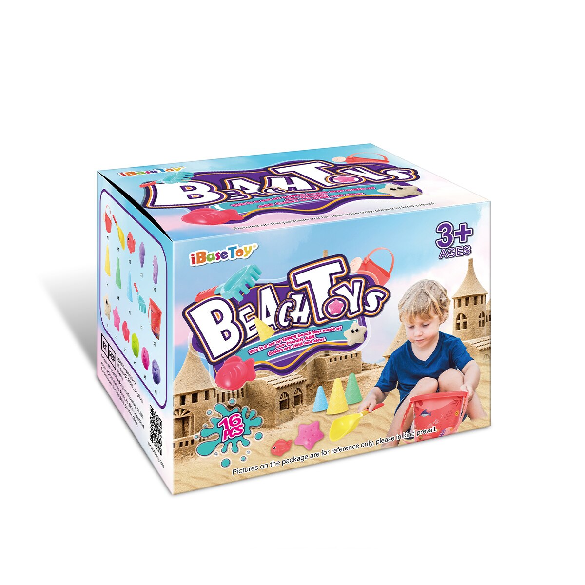iBaseToy 16Pcs Multicolor Beach Set for Seaside Beach Travel Backyard