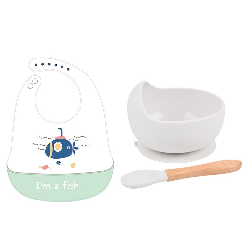 2 Stks/set Slabbers Kommen Lepel Set Waterdichte Siliconen Kinderen Meisje Jongen Slabbetjes Verstelbare Cartoon Peuter Schort Babyvoeding Stuff: set11