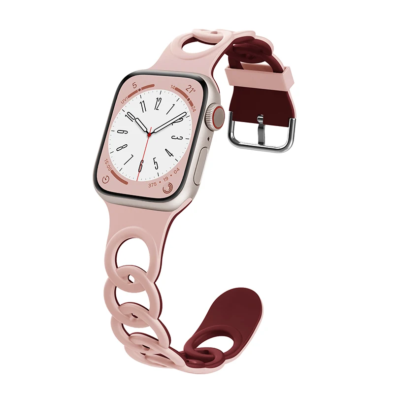 Pasek do Apple Watch Band Ultra 49mm 44mm 40mm 45 Mm 41mm 38mm 42mm Sportowa silikonowa bransoletka z pętlą IWatch Series 8 7 6 3: Black / 12mm