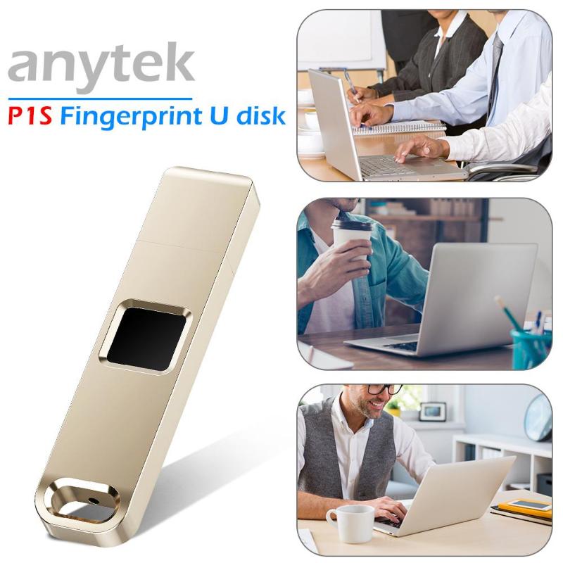 Anytek P1S 32GB Vingerafdruk Versleutelde USB Flash Drive Metalen USB 2.0 Pendrive Security Business U Schijf voor PC Computer
