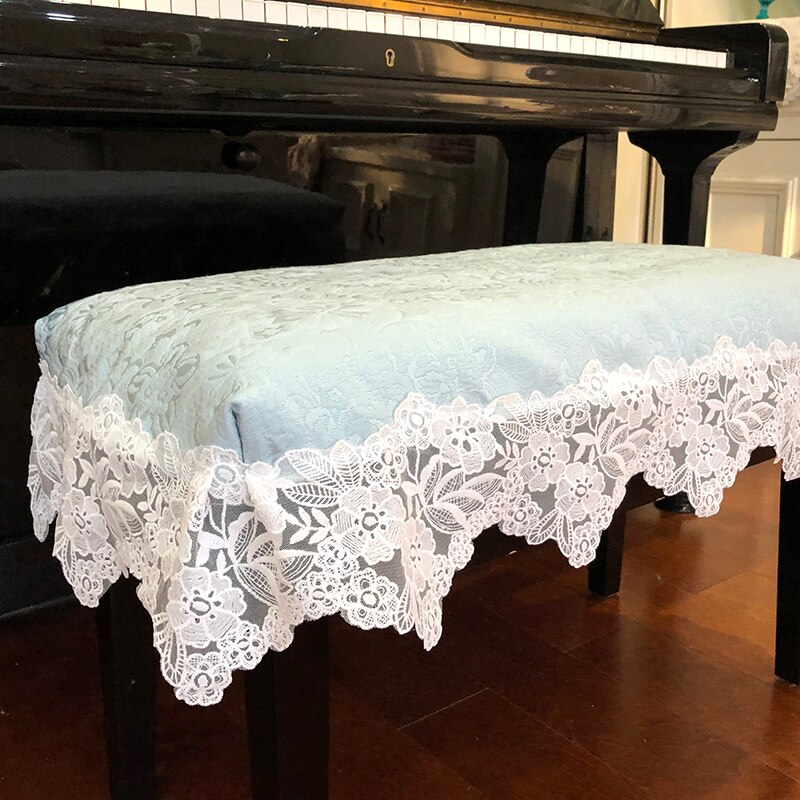 Simple Light Green Piano Cover Towel Music Stool Set Piano Dustproof Half Cover American Fabric Covering Cloth