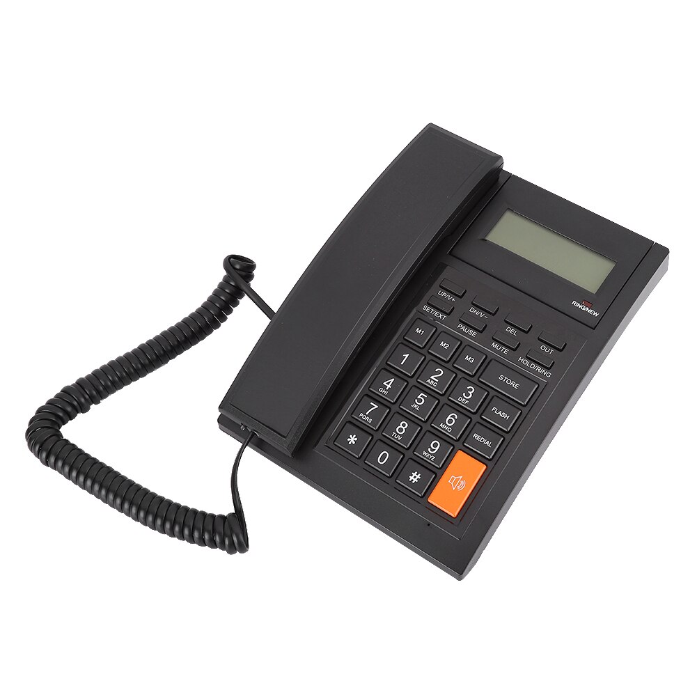 M64 ABS Black Portable Blue Light LCD Display Hands Free Call Family Business Office Fixed Landline Telephone