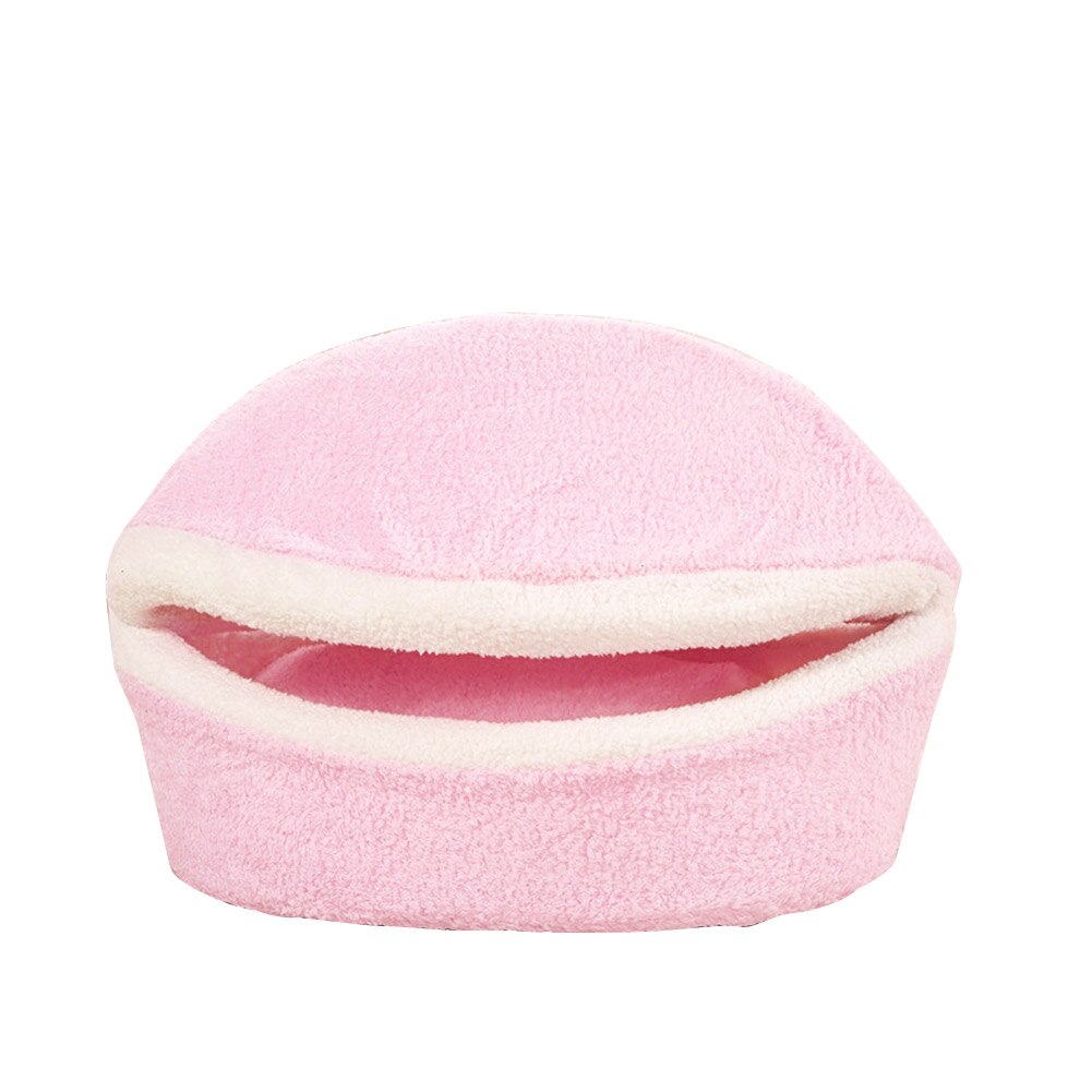 Cute Hamburger Bed Kennel Warm Sleeping Bag Cat Waterproof Nest Portable Pet for Home Pet Puppy Sleeping Supplies: Pink