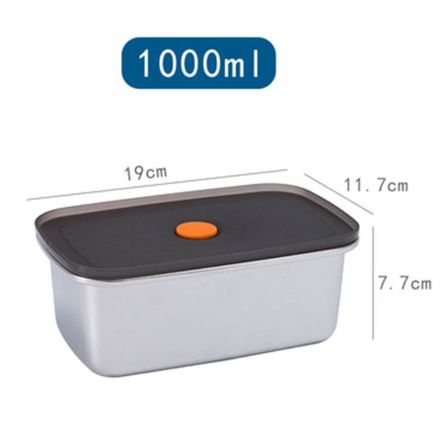 Microwave Lunch Box BPA Free 304 Stainless Steel Refrigerator Crisper Fruit Vegetable Fresh-keeping Box Sealed Food Lunch Box: 1000ml