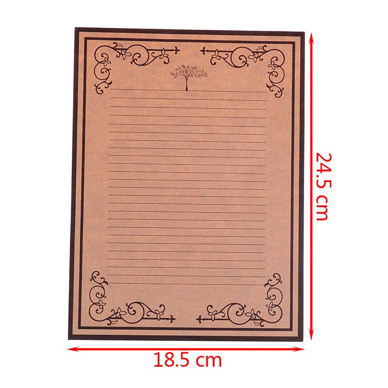 8 hojas/conjunto de papel de escritura de estilo Vintage europeo carta papelería Kraft Oficina suministros