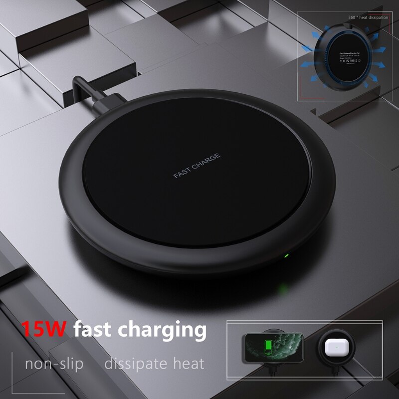 Ultra-thin Round PD 15W Desktop Wireless Charger Mobile Phone Home Fast Charging 1XCE