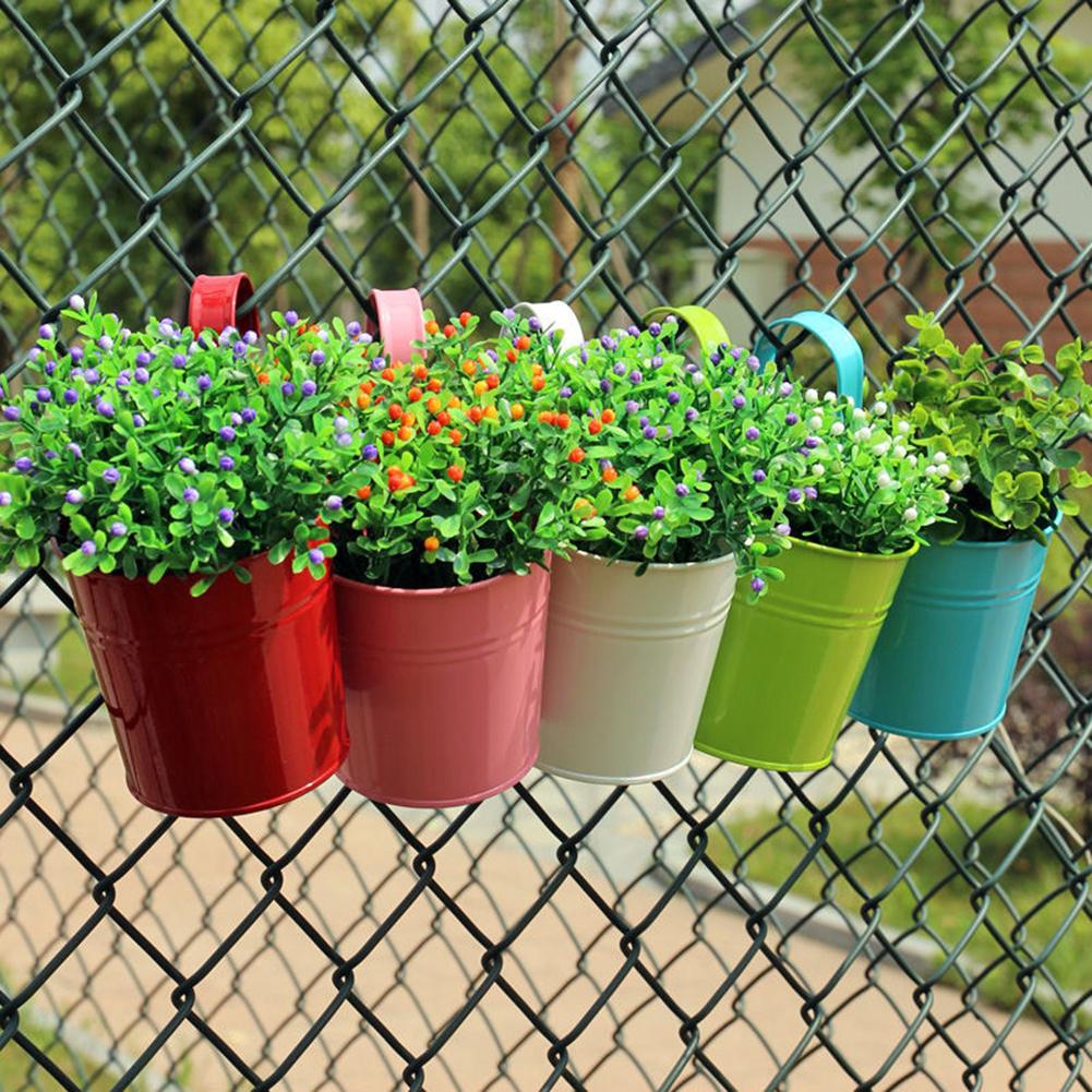 Maceta colgante de Metal para jardín y balcón, maceta de hierro para decoración del hogar, soporte para plantas
