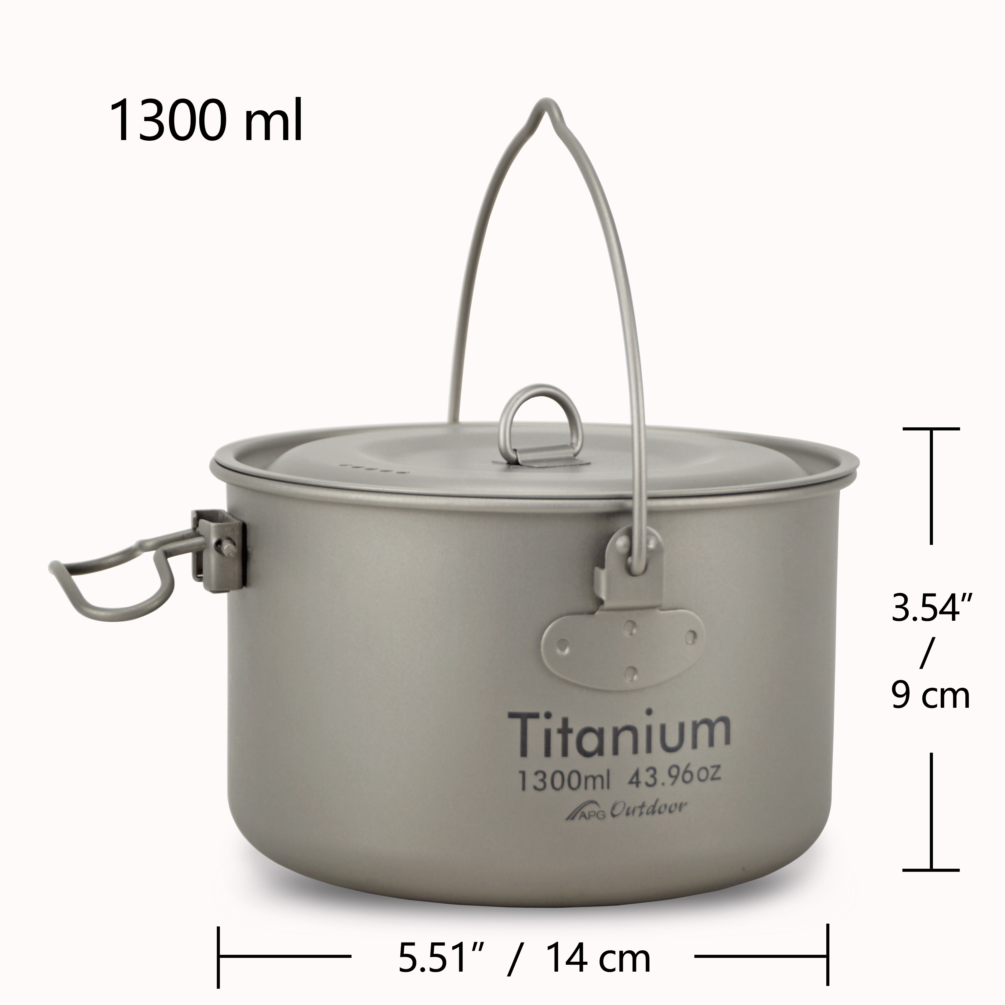 Ultraleicht Titan Pfanne Freien Kochgeschirr Camping Topf Klapp Geschirr sterben Verbesserung Der Körper Widerstand: 1300ML