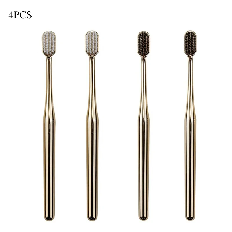 1-6 stücke Luxus Weiche Zahnbürste Männer Frauen Erwachsene Zahnbürste Gold Silber Dental Pinsel Eleganz Sanfte Zahnbürsten: Rosa