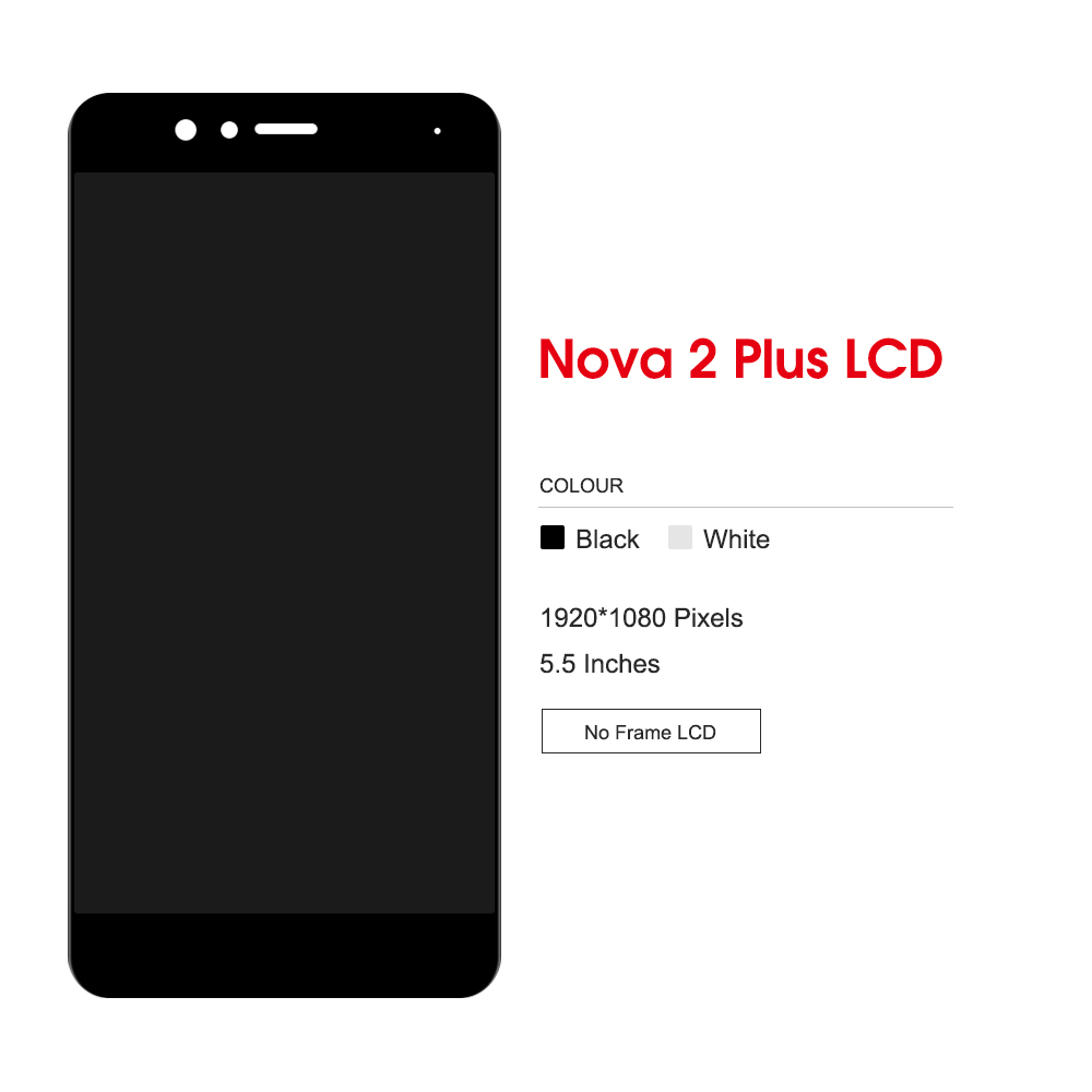 5.5 &quot;display original para huawei nova 2 plus BAC-L23 BAC-L21 lcd montagem da tela de toque digitador com quadro para nova 2 mais lcd