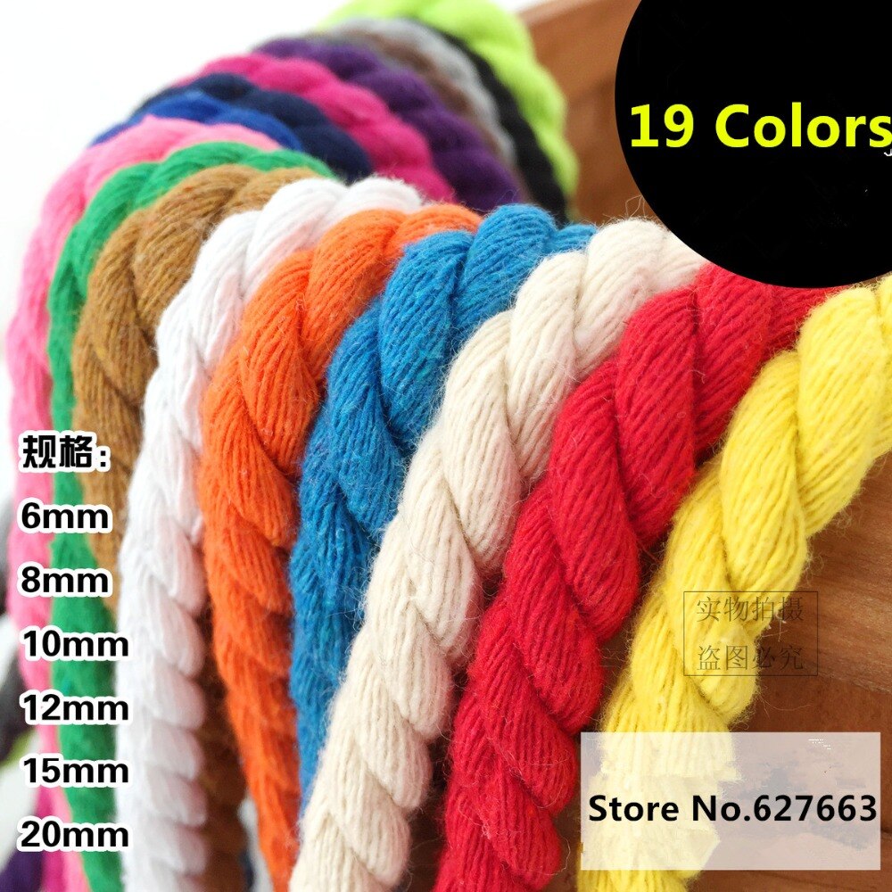 8mm drei-strang farbe baumwolle seil twist bündel seil kordelzug seil tasche dekorative seil diy zubehör