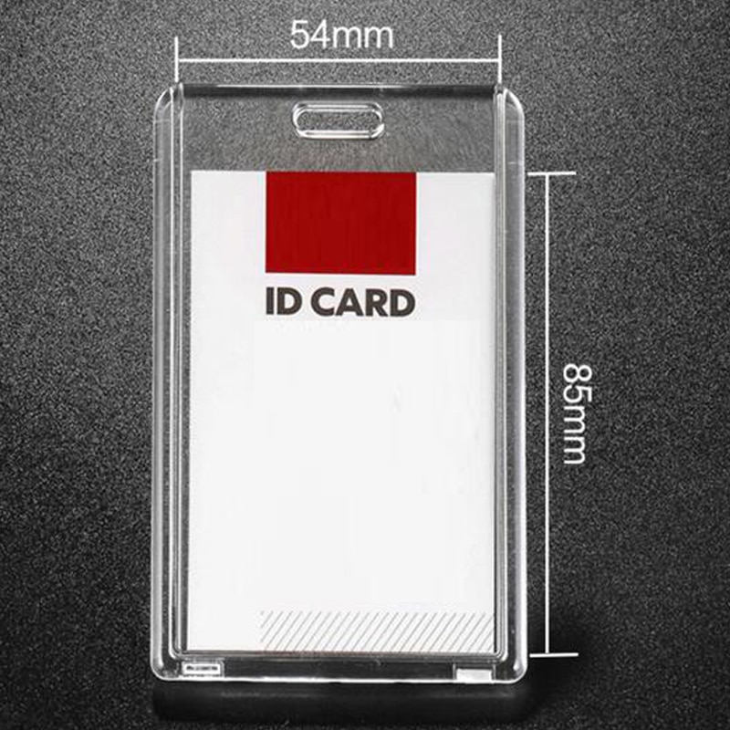 10 Pcs/lot Vertical Acrylic Badge Holder Double Card ID Transparent Name Card Case with Lanyards Company Office Supply