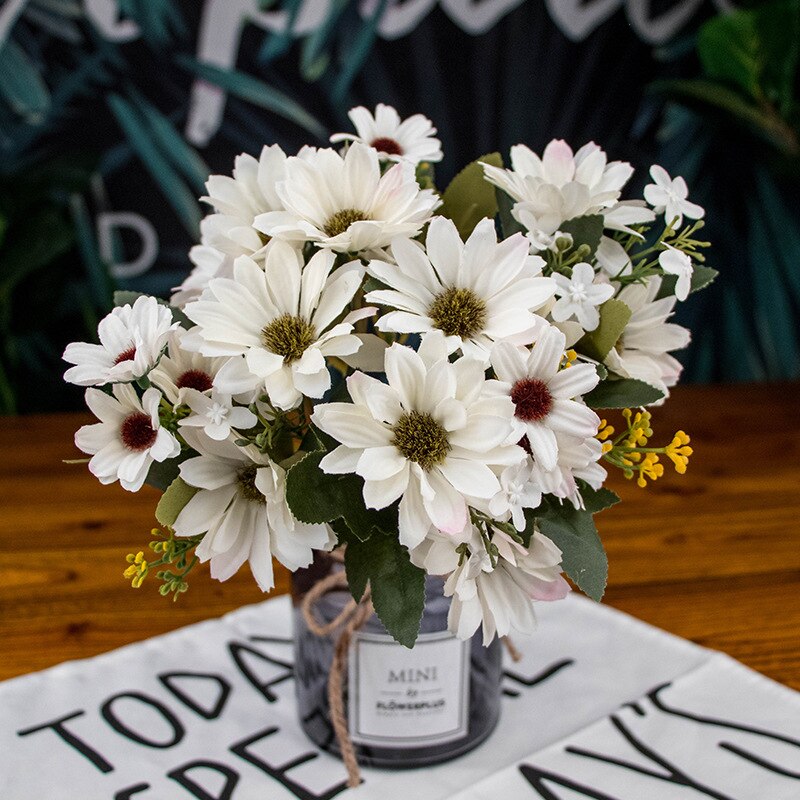 Silke holland krysantemum rosa konstgjord blomma bukett plast tillbehör hem vardagsrum bröllop diy bord de