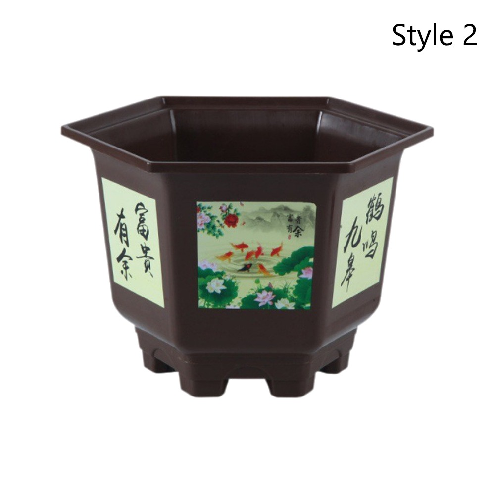 Practical Plastic Flower Pot Resin Large-diameter Potted Bonsai Garden Supplies Thickened Hydroponic Planter: Yellow