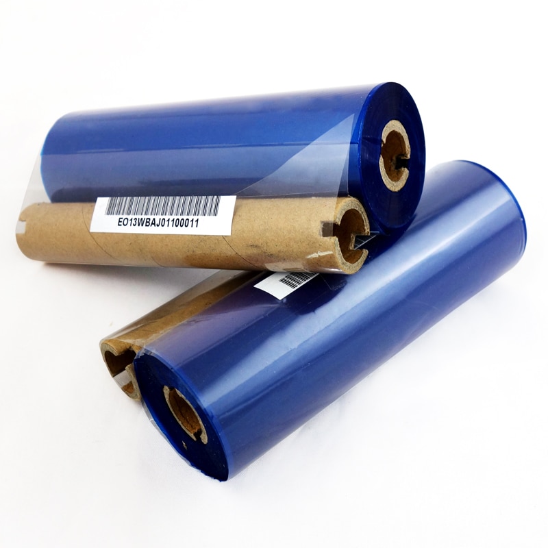 2r x voksbånd til printer 110mm x 90 m blå farve stregkodebånd 1/2 tommer kerne til zebra termisk transfer labelprinter