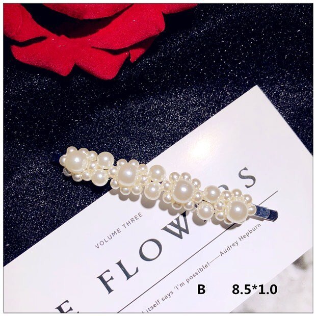 Vintage Hairwear Voor Vrouwen Eenvoudige Zoetwater Parels Bloem Haar Clip Haarspelden Hairwear Fijne Sieraden Temperament Zoete Bijoux: B