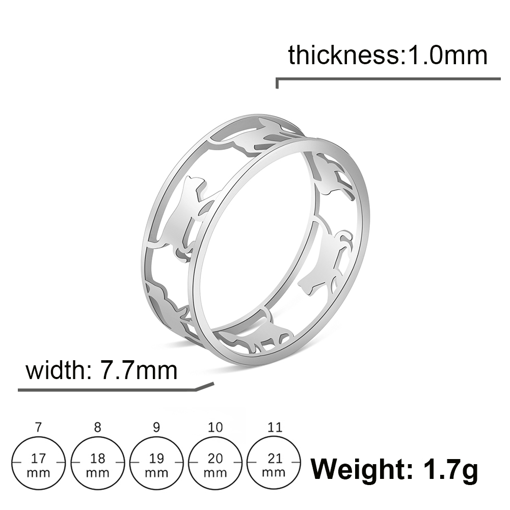 Skyrim – bagues chats marchants en acier inoxydable pour femmes, anneau chaton mignon, tendance 2025, bijoux animaux, d'anniversaire pour amoureux et amis: 7 / WHITE