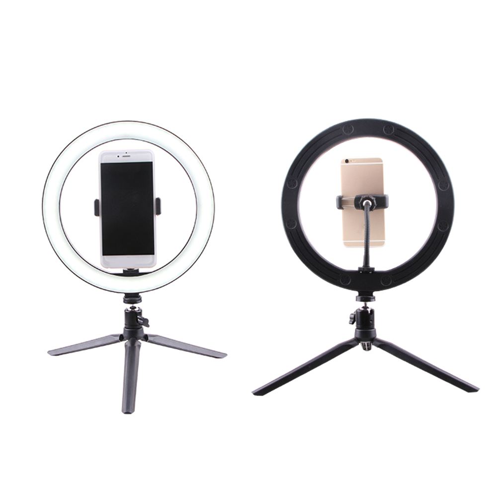 2700K-6500K 12W LED Video Ring Light Fill-in Lamp Dimmable Camera Phone Lamp with Table Tripods