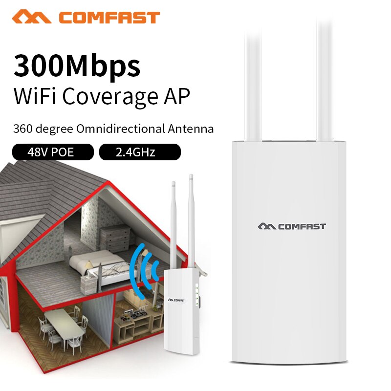 High Power 300Mbps PoE Outdoor Wifi Repeater 500mW Wireless Wi-fi Range Extender Amplifier 2.4Ghz Access Point Antenna base AP