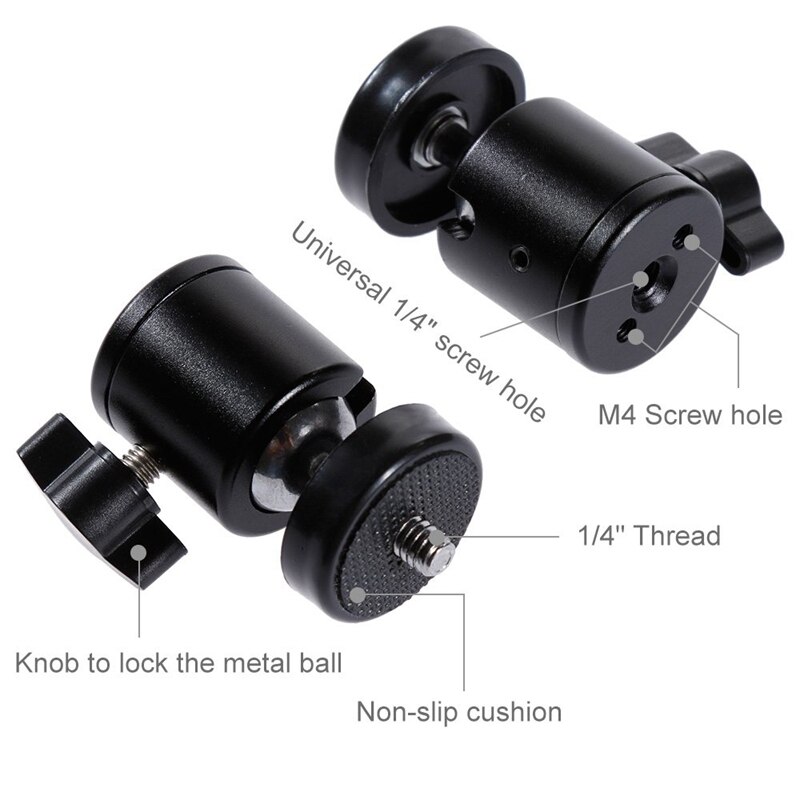 Camera Mount,360° Screw Mini Camera Ball Head Swivel Bracket Mount Ball Head for DSLR Camera,Light Stand,Tripod(2 Pcs)